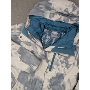 Columbia Interchange Hooded Jacket Women's Medium White Blue Pattern Coat